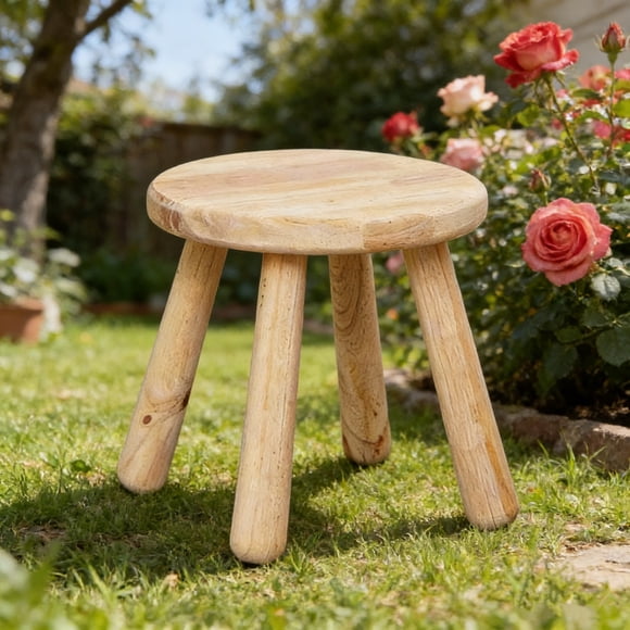 Yunuuuoa Tabouret en Bois Massif Repose-Pieds Rond Ottoman Table d'Appoint pour Salon Chambre Entrée Jardin Patio Déco Siège Polyvalent Support pour Plantes Meuble d'Accent
