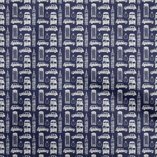 oneOone Cotton Cambric Dark Blue Fabric Travel Craft Projects Decor Fabric Printed By The Yard 42 Inch Wide