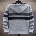 thumbnail image 3 of Chandails à Capuche Zippés pour Hommes à Manches Longues, Cardigan en Tricot à Imprimé Rayé, 3 of 4