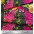 thumbnail image 3 of Soimoi Gray Poly Georgette Fabric Leaves & Floral Decor Fabric Printed BTY 42 Inch Wide, 3 of 3