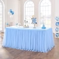 thumbnail image 1 of EGNMCR Home Decor, White Tulles Table Skirt Recyclable Extra Long Transparent Tablecloth Ruffled Tulles Table Skirt Suitable For Wedding Birthday Banquet Table Decoration Polyester tables skirt, 1 of 6
