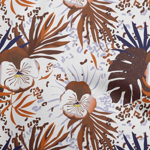 oneOone Cotton Flex White Fabric Tropical Sewing Craft Projects Fabric Prints By Yard 40 Inch Wide