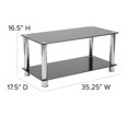 thumbnail image 2 of Table à café en verre noir de la collection Riverside avec étagères et cadre en acier inoxydable, 2 of 9