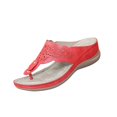 thumbnail image 1 of Chaussons pour Femmes Tongs Sandales à Talon Compensé Multicolores Brodées, 1 of 4