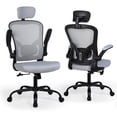 thumbnail image 1 of Chaise de Bureau Ergonomique à Dossier Lombaire avec Appuie-Tête et Accoudoirs Relevables, Chaise de Travail à Dossier Haut en Maille Respirante Pivotante pour Ordinateur, Capacité de Charge de 320 Lb, 1 of 10