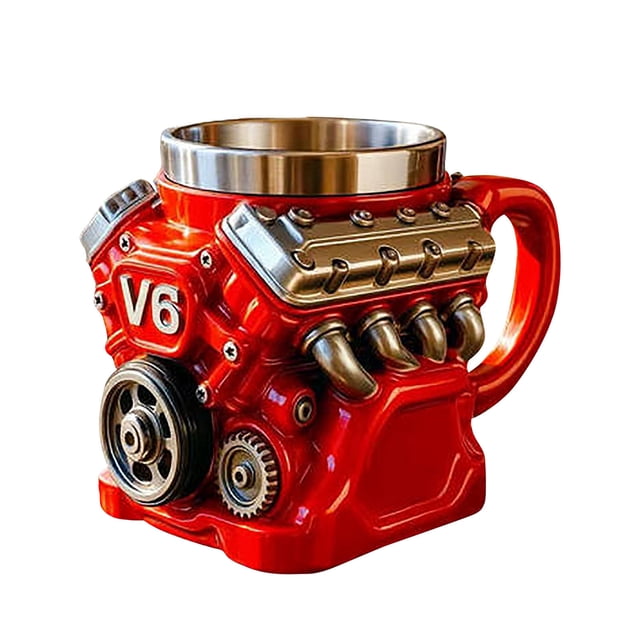 V6 Engines Resin With Inner Liner Mug And Personalized Mechanical Engines Punk Stainless Steel Cup