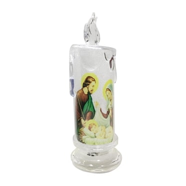 Electric LED candle light Flameless Tealight Pillar Light Lamp Prayer Candle Battery Operated for mas Holiday Party Festival Decor Holy Family