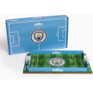 Binho Board Jeu de Société Classique Manchester City - Jeu de Société Familial à 2 Joueurs avec Flipper Rapide et Tour de Doigt - Ensemble de Jeu de Sport Portable pour Table pour Toute Occasion