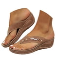 thumbnail image 1 of Sandales de Plage Orthopédiques à Talon Compensé pour Femmes, Sandales à Enfiler Confortables pour la Marche, Robe, Fasciite Plantaire, 1 of 7