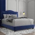 thumbnail image 4 of Modern Velvet Upholstered 54" Double Bed in Blue, 4 of 7
