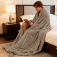 thumbnail image 4 of Thickened Rabbit Plu Sh Nap Blanket Bunny Blanket For Adults Soft Warm Fuzzy Throw Blanket For Bed Sofa Travel And Off Ice Full Size Blankets for Bed Blankets Size Warm Small Blanket Throw Throw, 4 of 4