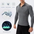 thumbnail image 2 of Graflsoa Chemise de Course Thermique Haute Performance pour Hommes, Doublée en Polaire, Ajustée, Design à Fermeture Éclair Complète, Col Montant, Manches Longues, Taille Européenne, Gris Foncé, Petit (11517), 2 of 6