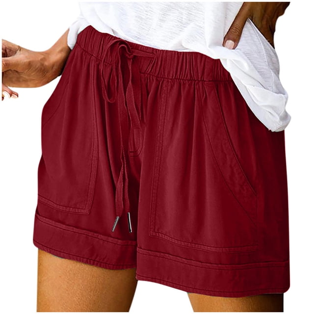 Timegard Womens Wide Leg Shorts Summer Plus Size Casual Loose Comfy Shorts Drawstring Travel Solid Color