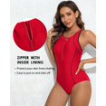 thumbnail image 4 of Beautyin Women Athletic One Piece Swimsuit Zipper Racerback Bathing Suit Swimwear, 4 of 9