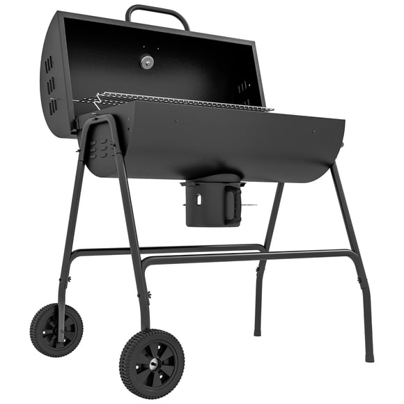 CoSoTower Fumoir de Barbecue au Charbon en Baril, Barbecue avec Surface de Cuisson de 420 Po2, Roues, Récupérateur de Cendres, Noir