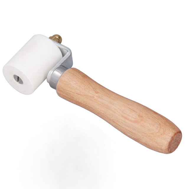 Rouleau de Joints en PTFE Résistant aux Hautes Températures (280 °C) avec Poignée Ergonomique en Hêtre, Roue HSS Φ32 mm x 40 mm, Conception à Double Roulement pour un Soudage Stable de la Membrane Imperméable en PVC et du Film de Bâche - Efficace