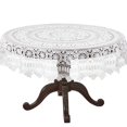 thumbnail image 2 of SARO 869.E36R 36 in. Round Handmade Crochet Cotton Lace Table Linens - Ecru, 2 of 4