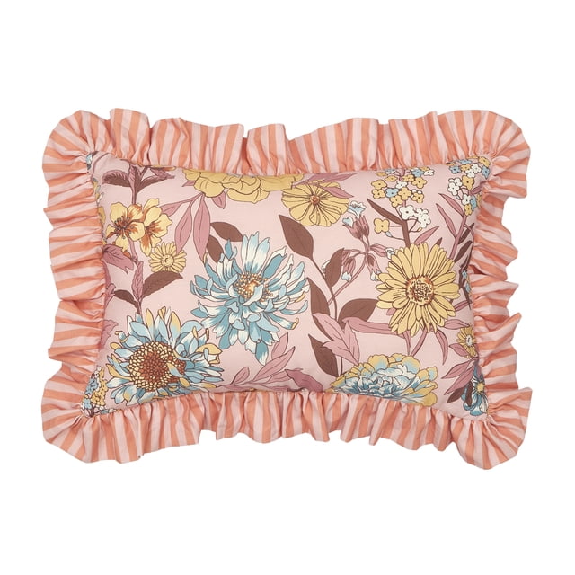 Mainstays 13x20" Ruffle Lumbar Decorative Cushion, Multi, All Ages.