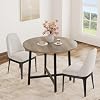 31.5 Inch Small Round Dining Table for 2, One-Piece Industrial Wood Kitchen Table, Space-Saving Farmhouse Table for Apartment and Small Spaces, Table Only,Grey