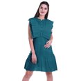 thumbnail image 1 of Moomaya Womens Ruffle Sleeve A,Line Schiffli Dress Solid Designer Party Dress, 1 of 6