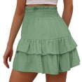 thumbnail image 3 of Timegard Wide Leg Shorts for Women Elastic Waisted Smocked Ruffle Bottom Flowy Lounge Shorts Beach Wear, 3 of 5