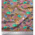 thumbnail image 1 of Soimoi Polyester Crepe Fabric Camera,Hat & Briefcase Travel Decor Fabric Printed Yard 52 Inch Wide, 1 of 3