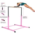 thumbnail image 3 of GymPro Expandable Gymnastics Kip Bar Horizontal Bar Junior Gymnastic Training High Bar Asymmetric Bar 13 Level Height Adjustable 3 to 5 FT Cushioned Bar & Curved Legs (Pink), 3 of 10
