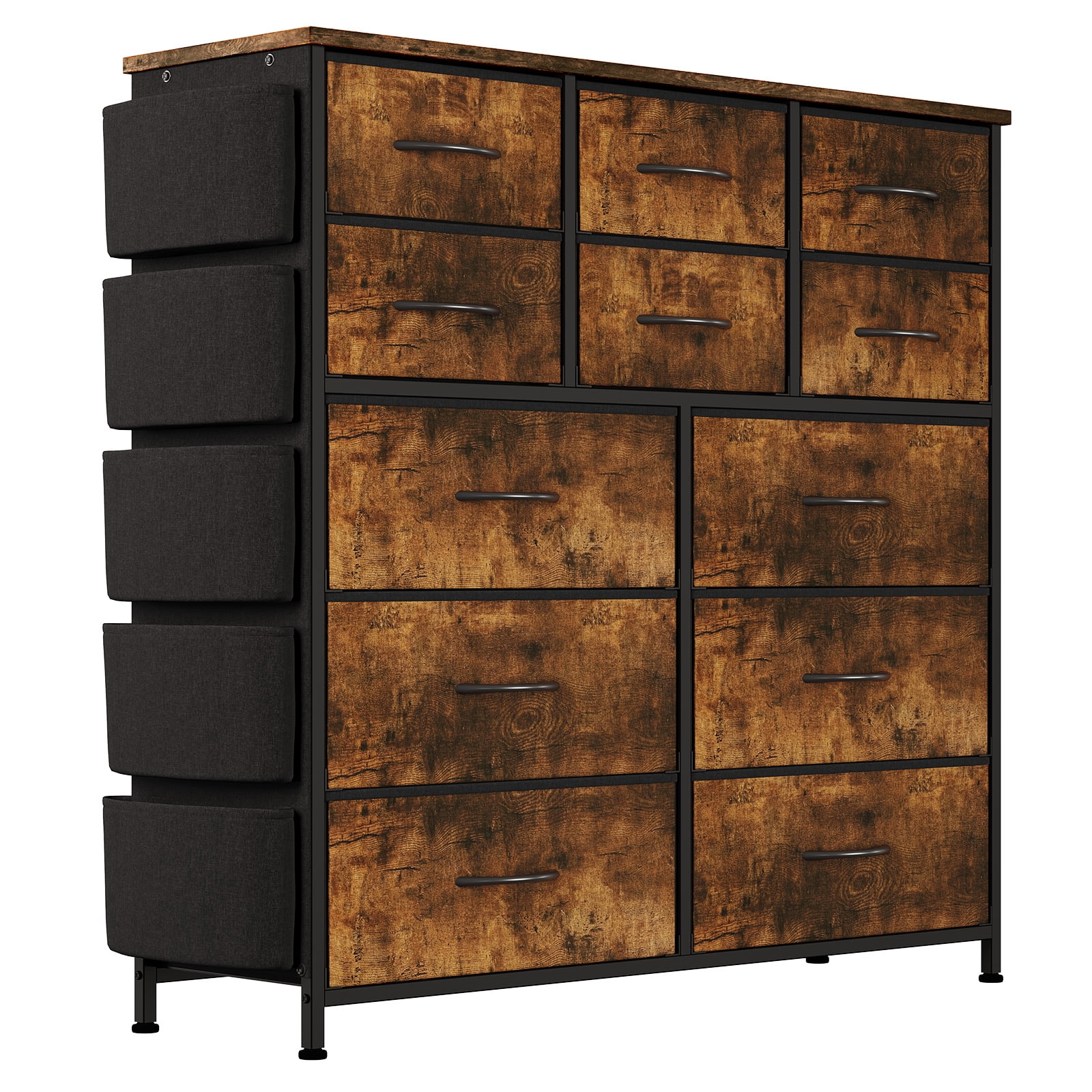 Towallmark Bedroom Dresser, Tall Dresser With 12 Fabric Drawers And Metal Frame, Wardrobe Chest Of Drawers, For Living Room, Hallway，Sturdy Metal Frame, Wood Tabletop, Easy Pull Handle