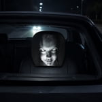 ZZkhGO Creepy Horror Print Car Headrest Cover, Soft Polyester Stretchable Seat Protector with Funny Face Design, Spooky Halloween Auto Accessory for Vehicle Seat