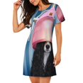 thumbnail image 2 of Easygdp Chien en Coiffeur pour Chemise de Nuit Femme Vêtements de Nuit Manches Courtes Chemise Décontractée Imprimée Robe de Nuit, 2 of 6