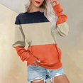 thumbnail image 1 of Meichang Chandails en Molleton Légers pour Femmes Col Rond Manches Longues Chandail Décontracté Tendance à Blocs de Couleur Automne avec Poches, 1 of 5