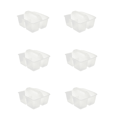 Storex Small Rectangular Plastic Caddy, Desktop Craft and Hobby Organizer, 8.75’’ x 7.67’’ x 4.44’’, Clear