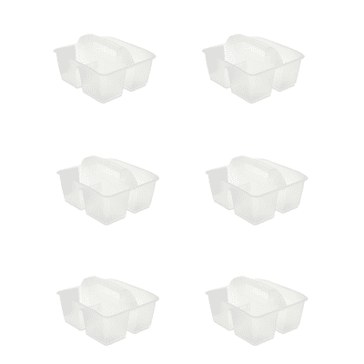 Storex Small Rectangular Plastic Caddy, Desktop Craft and Hobby Organizer, 8.75’’ x 7.67’’ x 4.44’’, Clear