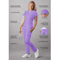 thumbnail image 3 of Adar Addition Go-Higher Scrub Set For Women - Notched V-Neck Scrub Top & Skinny Cargo Scrub Pants, 3 of 7