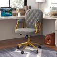 thumbnail image 2 of Vinsetto Office Chair Vanity Chair with Button Tufted Backrest Arms Grey, 2 of 10