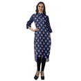 thumbnail image 3 of Moomaya Kurti Tunique Imprimée à Col Mandarin Longueur Genou pour Femmes Vêtements Porter, 3 of 6