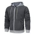 thumbnail image 1 of Pisexur Mens Winter Jacket Man Color Match Drawstring Zipper Pockets Hooded Coat Mens Winter Coat Windbreaker Jacket Warming Jacket, 1 of 3