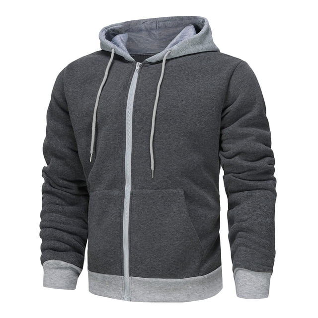 Pisexur Mens Winter Jacket Man Color Match Drawstring Zipper Pockets Hooded Coat Mens Winter Coat Windbreaker Jacket Warming Jacket