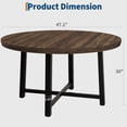 thumbnail image 2 of 47 in Round Dining Table, Industrial Dinner Table for 4 to 6, Wooden Kitchen Table with Sturdy Metal Frame & Rustic Brown Finish, Circle Kitchen Table for Dining Room, Kitchen （No Chairs）, 2 of 8