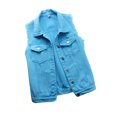 thumbnail image 3 of Denim Vest for Women Plus Size Casual Button Down Solid Color Ripped Crop Jacket Vest Waistcoat Streetwear, 3 of 6