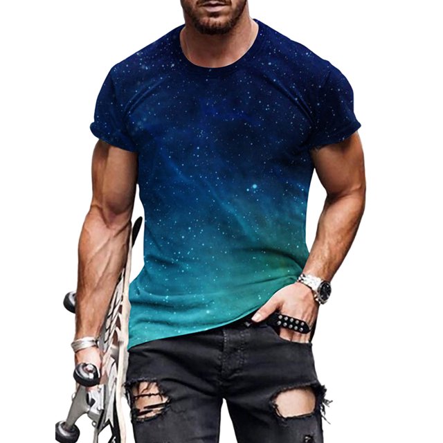 Bellella T-shirt Homme Col Rond T-Shirts Manches Courtes Hauts d'Été Mode Blouse Imprimée Numérique 3D Pull Homme Style m L