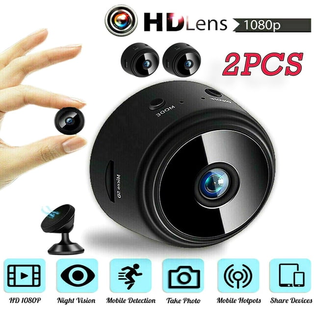 LEEYNEER 2 PCS Mini Wireless WiFi Cameras Camera with Audio and Video Live Feed with Cell Phone App Wireless Recording 1080P HD Hidden Spy Cameras with Night Vision Tiny Cameras for I