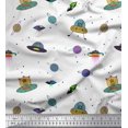 thumbnail image 1 of Soimoi Modal Satin Fabric Planet,Animal & Spaceship Cartoon Print Sewing Fabric Yard 42 Inch Wide, 1 of 3