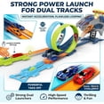 thumbnail image 3 of Dual Toy Car Race Track Set for Kids 2 Player Loop & Launch Car Track Toy with Score Points, 4 Metal Alloy Racing Cars, Interactive Sound Effects & Competitive Stunt Challenge for Boys & Girls, 3 of 6