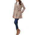 thumbnail image 2 of INSPIRE CHIC Manteau Trench Long pour Femme, Mignon, Col Rabattu, Simple Boutonnage, Ceinturé, L Kaki Pâle, 2 of 5