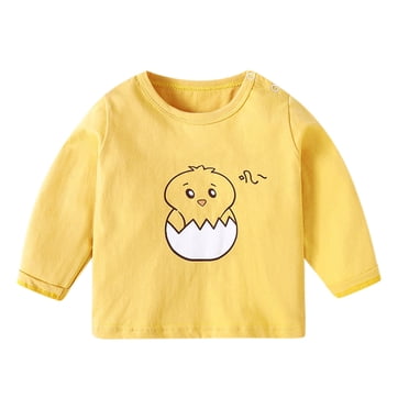 Cathalem Toddler Boy Long Sleeve T Shirt Little Boys Long Sleeve T-Shirts Toddler to Big Kid (Yellow,3-4 Years)