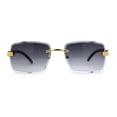 thumbnail image 3 of 90s Music Mogul Gangster Rapper Rimless Narrow Rectangle Luxury Sunglasses Gold Black Smoke, 3 of 4