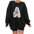thumbnail image 4 of Meichang Chandails en Molleton d'Halloween pour Femmes 2023 Chandail en Molleton Graphique Fantôme Tendance Col Rond Ample Chemises Décontractées Orange Chandail Tops, 4 of 7