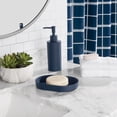 thumbnail image 2 of Mainstays 16-Piece Navy Blue Check Shower Curtain Bathroom Set – Fabric Curtain with Rug, Hooks, Soap Dispenser & Tray, 2 of 16