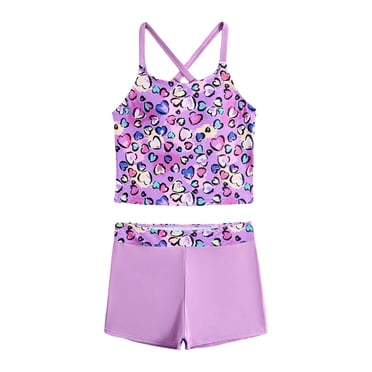 Curenmufel Swim Suits for Teen Girls Girls Swimsuits Bikini Set Kids Cutout Bathing Suit Bikini Top Two Piece Girls'Swimwear Size 11-12 (Purple,11-12 Years)